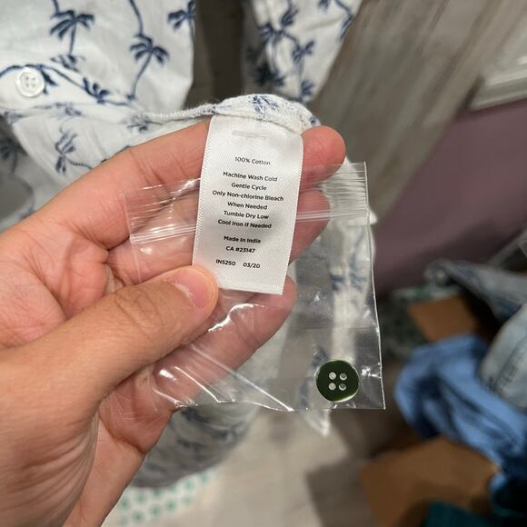 NWOT Talbots White Blue Palm Tree Button Up Swim Coverup Tunic Summer Womens XS - Picture 4 of 8